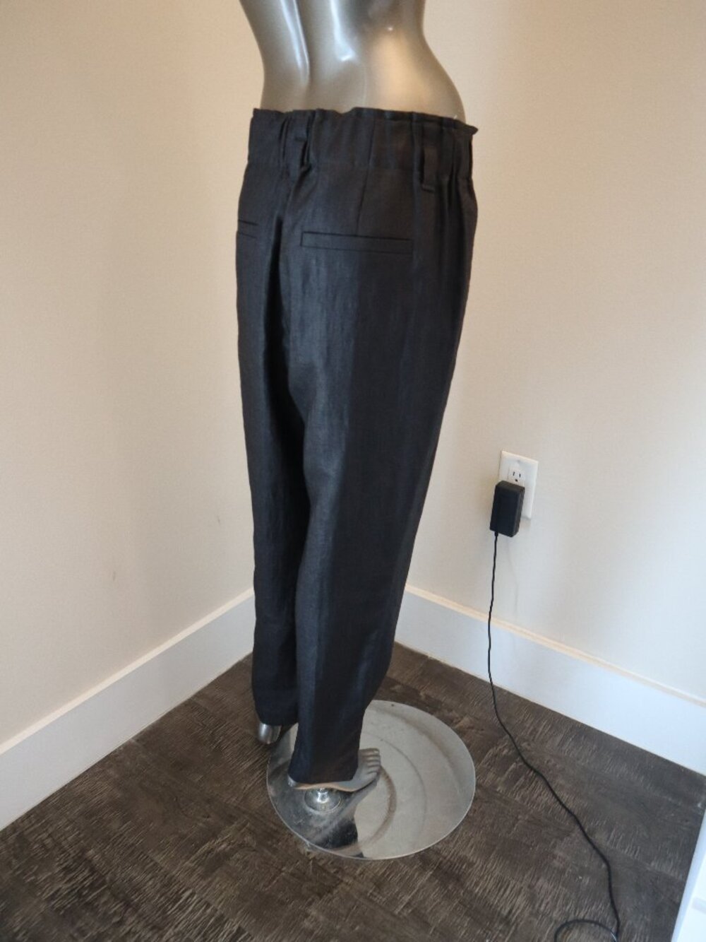 Brunello Cucinelli Linen Pants Black Elastic Waist Pull On Relaxed Luxury Size 2 - Picture 10 of 11